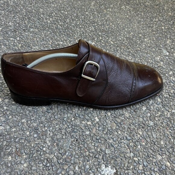 Alfani Brown Leather Wingtip Monk Strap Dress Shoes Size 13 - Picture 7 of 10